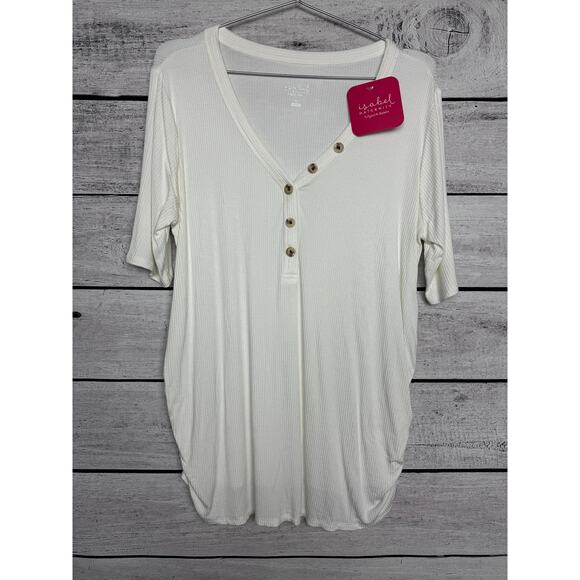 NWT Isabel Maternity Cream Henley Top - XL - Picture 1 of 2